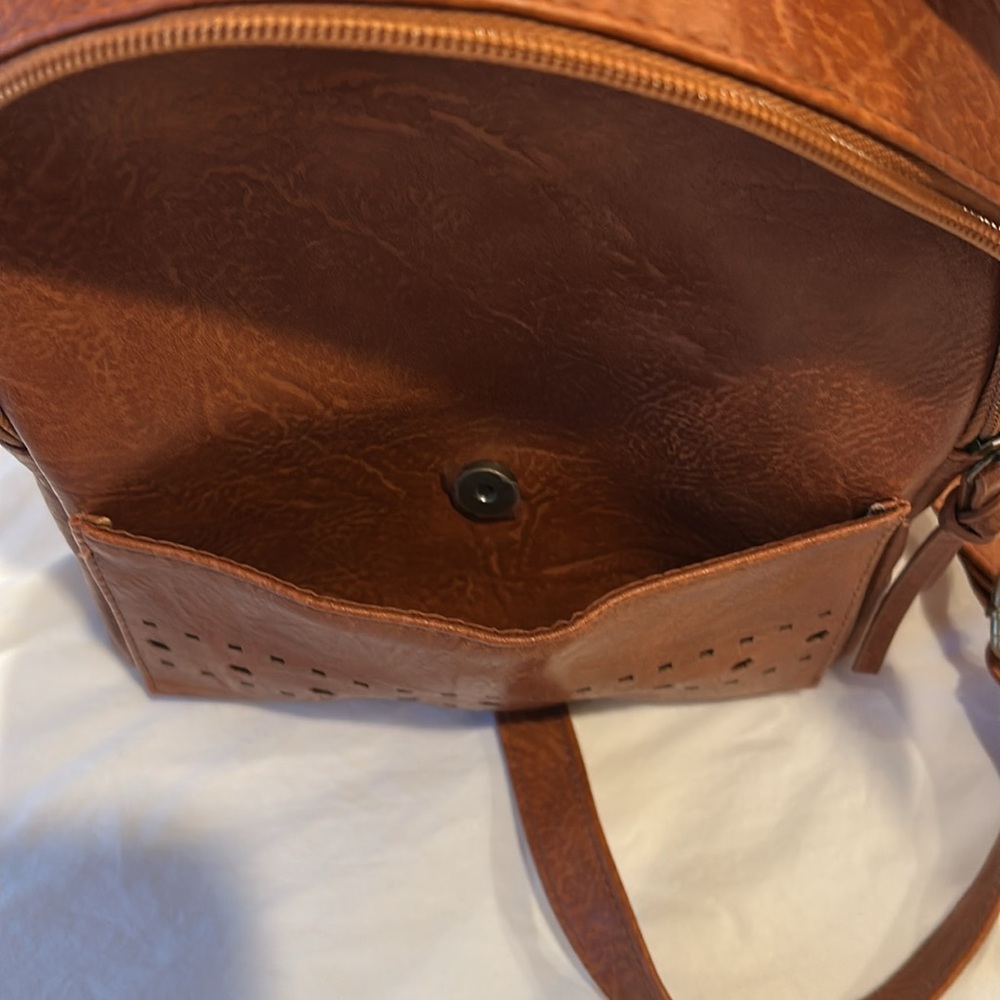 brown leather mini backpack - Picture 4 of 4
